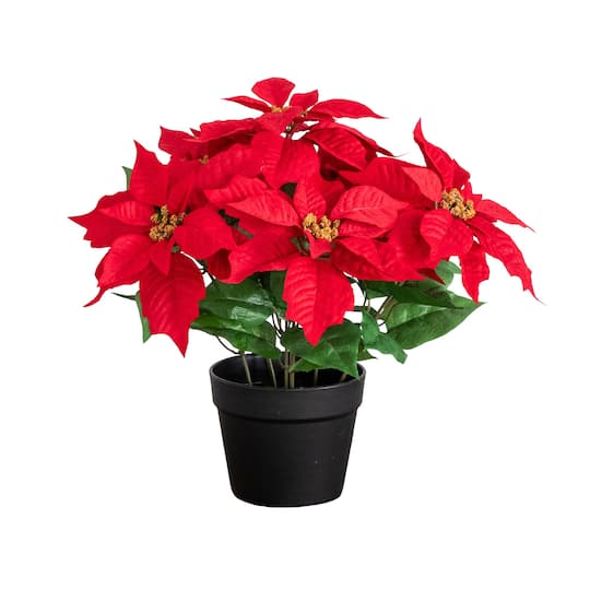 Nearly Natural 15.5" Artificial Potted Poinsettia Plant